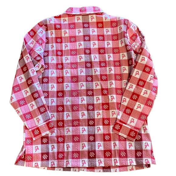 Blair Peppermint Red and White Casual Button Down Christmas Shirt Ladies Medium - Picture 2 of 4